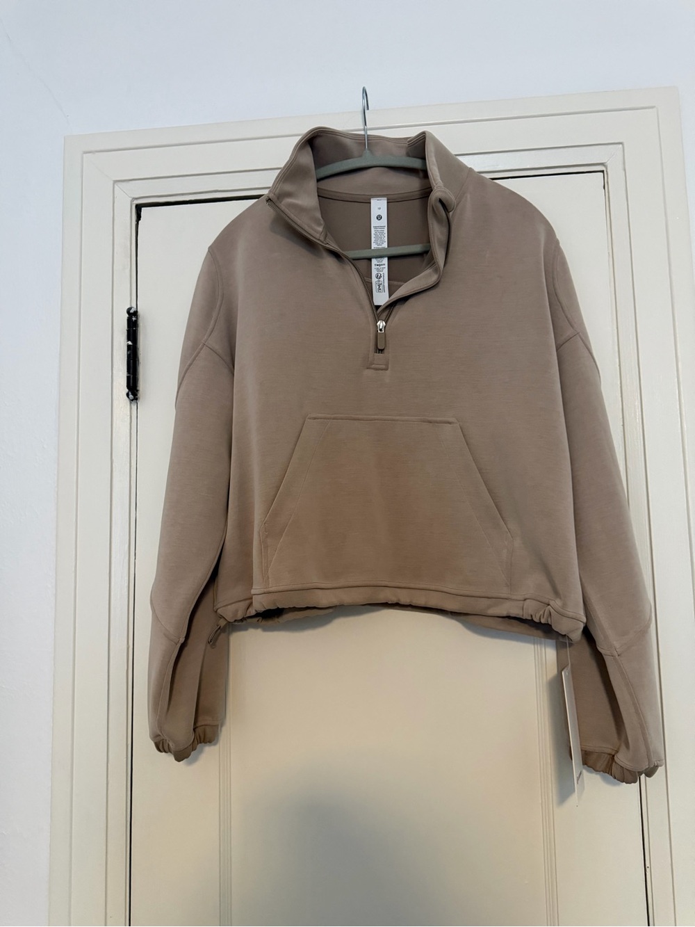 NWT Lululemon Cropped Quarter-Zip Pullover Sweater - Taupe